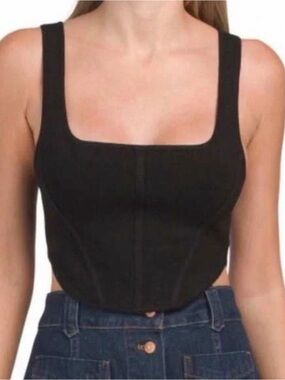 NWT new House of Harlow 1960 black cropped bustier sweater small s